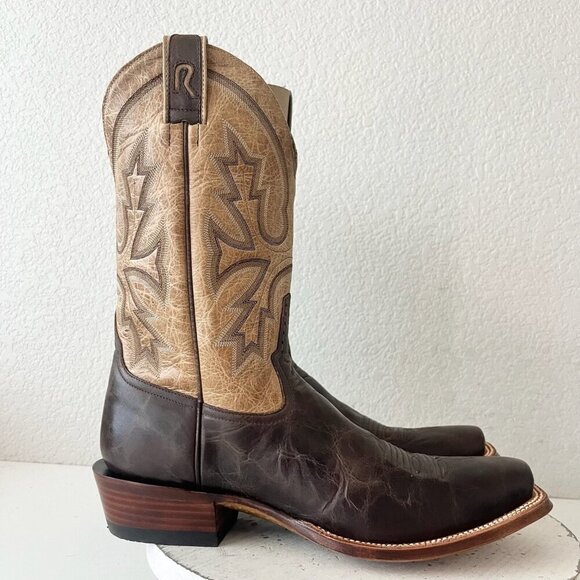 Rod Patrick Mens Cowboy Boots 12.5A Antique Mocha Bison Brown Western Blunt Toe - Picture 2 of 13